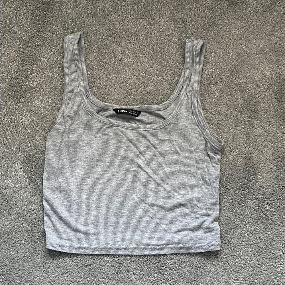 SHEIN Light Gray Ribbed Crop Top